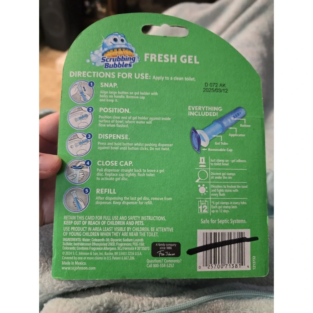 Scrubbing Bubbles Fresh Gel Toilet Bowl Stamps Rainshower 1 Dispenser 6 Ct Stamp
